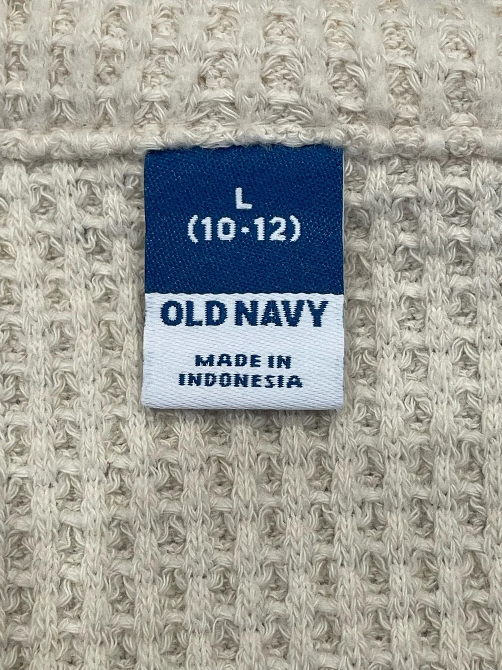 Old Navy Girls Cream Waffle Henley Pullover Sweater Size L (10-12)